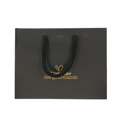 Sacs papier kraft poignées cordelettes - 22+9x17 cm - collection Épicerie Fine - Sacs pelliculés à motifs-1