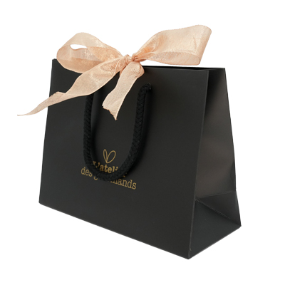 Sacs papier kraft poignées cordelettes - 22+9x17 cm - collection Épicerie Fine - Sacs pelliculés à motifs-2