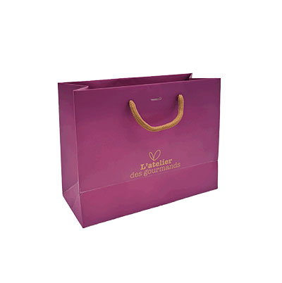 Sacs papier kraft à fenêtre poignées cordelettes - 22+9x17cm - collection Épicerie Fine  bordeaux - Sacs pelliculés à motifs-1