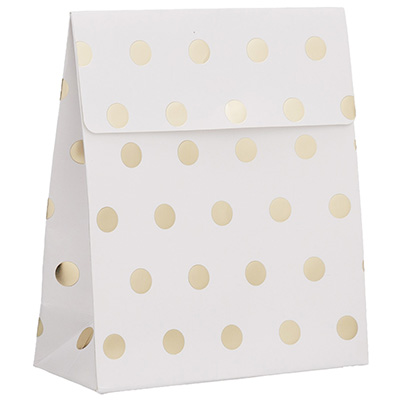 Pochettes cadeaux Pois - blanc / or - moyen modèle - Pochettes cadeaux à motifs