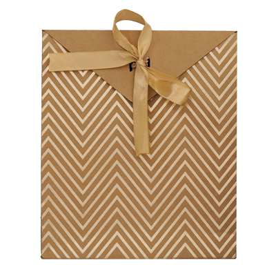 Pochettes cadeaux Chevrons - brun / or - moyen modèle - Pochettes cadeaux luxe-1