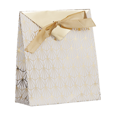 Pochettes cadeaux Art Déco - blanc / or - moyen modèle - Pochettes cadeaux luxe