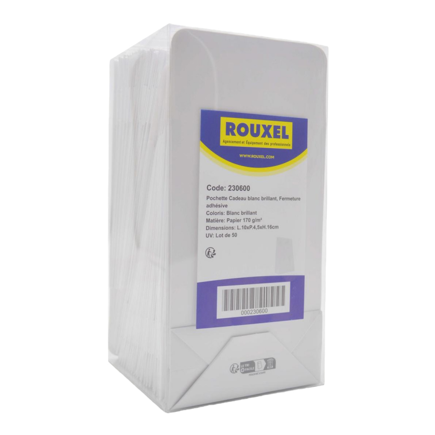 Pochette cadeau luxe noire brillante pelliculée, adhésive 14+5,5x23 cm – 170 g/m² – Paquet de 50 - Pochettes cadeaux luxe-2