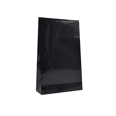 Pochette cadeau luxe noire brillante pelliculée, adhésive 14+5,5x23 cm – 170 g/m² – Paquet de 50 - Pochettes cadeaux luxe