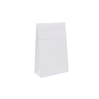 Pochette cadeau blanche mate pelliculée fermeture adhésive 10+4,5x16 cm – Paquet de 50 - Pochettes cadeaux luxe