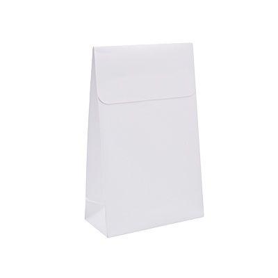 Pochette cadeau blanche mate pelliculée fermeture adhésive 14+5,5x23 cm – Paquet de 50 - Pochettes cadeaux luxe