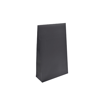 Pochette cadeau noire mate pelliculée fermeture adhésive 10+4,5x16 cm – Paquet de 50 - Pochettes cadeaux luxe