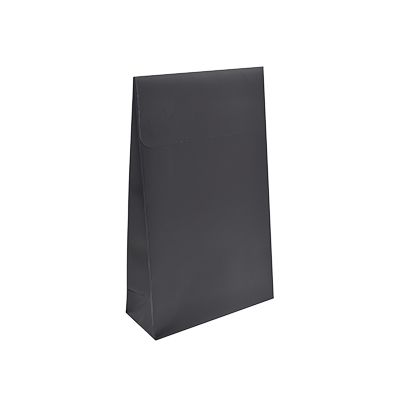 Pochette cadeau noire mate pelliculée fermeture adhésive 14+5,5x23 cm – Paquet de 50 - Pochettes cadeaux luxe