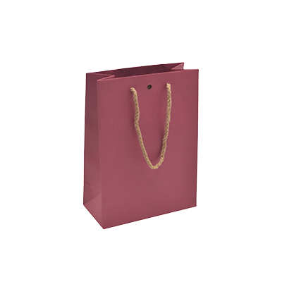 Sacs kraft luxe poignées cordelières - framboise - 16+8x22cm - Sacs kraft Luxe