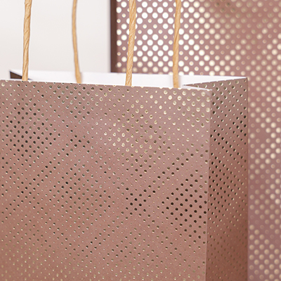 Sac cadeau kraft poignées torsadées marron à pois or 18 + 10 x 22 cm - Paquet de 20 - Sacs kraft luxe-2