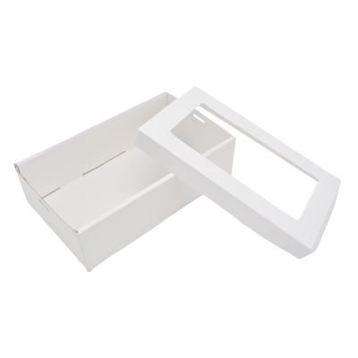 Boîte cadeau carton blanche à fenêtre avec couvercle 25,5 x 15,3 x 8 cm – Lot de 10 - Boites cloches