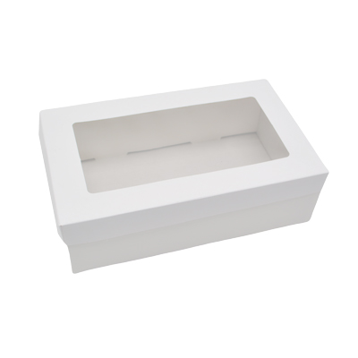 Boîte cadeau carton blanche à fenêtre avec couvercle 25,5 x 15,3 x 8 cm – Lot de 10 - Boites cloches-2