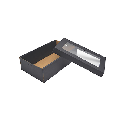 Boîte cadeau cloche rectangulaire noire à couvercle transparent 25,5x15,3x8cm – Paquet de 10 - Boites cloches