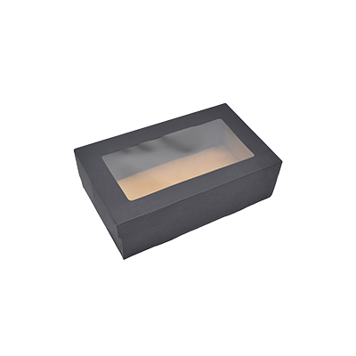 Boîte cadeau cloche rectangulaire noire à couvercle transparent 25,5x15,3x8cm – Paquet de 10 - Boites cloches-2