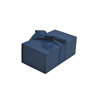 Boîte cadeau tissu avec noeud bleu marine mat 18 x 10 x 7 cm, paquet de 5 - Boites cadeaux carton pliables