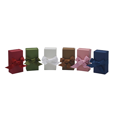 Boîte cadeau tissu avec noeud bordeaux mat 18 x 10 x 7 cm, paquet de 5 - Boites cadeaux carton pliables-3
