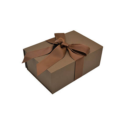 Boîte cadeau tissu avec noeud marron mat 23 x 16 x 9 cm, paquet de 5 - Boites cadeaux carton pliables