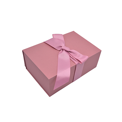 Boîte cadeau tissu avec noeud rose mat 23 x 16 x 9 cm, paquet de 5 - Boites cadeaux carton pliables