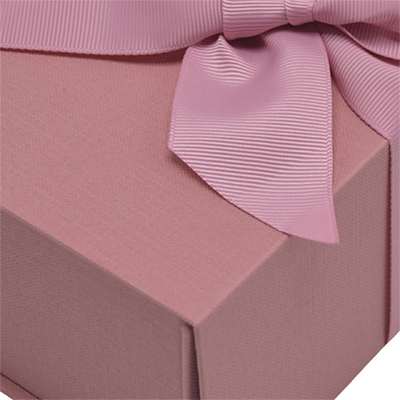 Boîte cadeau tissu avec noeud rose mat 23 x 16 x 9 cm, paquet de 5 - Boites cadeaux carton pliables-1