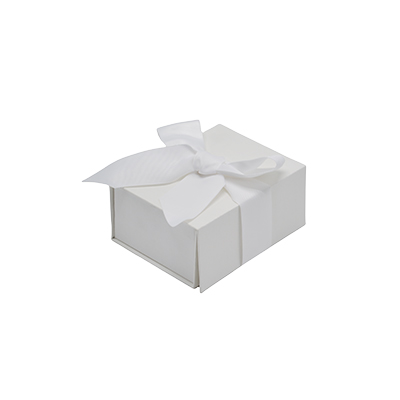 Boîte cadeau tissu avec noeud blanc mat 13,5 x 10 x 6 cm, paquet de 5 - Boites cadeaux carton pliables