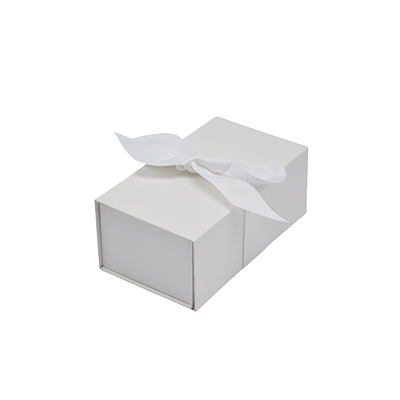 Boîte cadeau tissu avec noeud blanc mat 18 x 10 x 7 cm, paquet de 5 - Boites cadeaux carton pliables