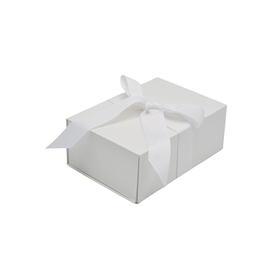 Boîte cadeau tissu avec noeud blanc mat 23 x 16 x 9 cm, paquet de 5 - Boites cadeaux carton pliables