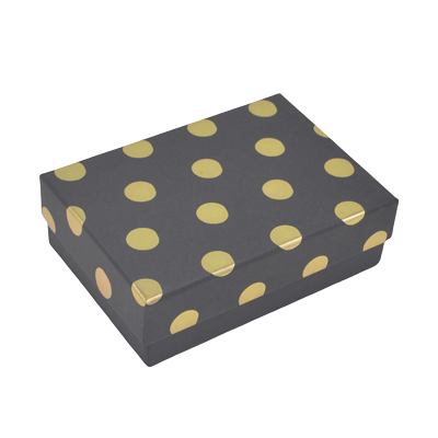 Boîte cadeau cloche rectangulaire noire à pois dorés 14,5x10x5cm – Paquet de 10 - Boites cloches