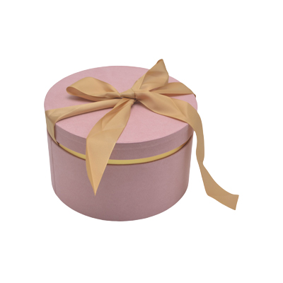 Boîtes rondes roses liseré or avec nœud 19,6x12 cm – Paquet de 2 - Boites cloches