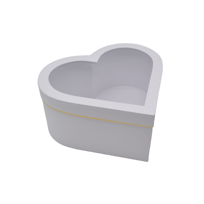 Boîte cœur en carton avec fenêtre, blanc avec liseré doré 26 x 24 x11,5 cm - Lot de 2 - Boites cloches