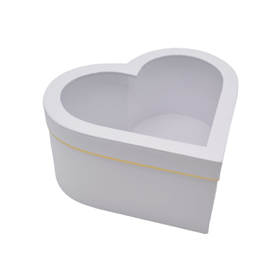 Boîte cœur en carton avec fenêtre, blanc avec liseré doré 28,5 x 26,3 x13 cm - Lot de 2 - Boites cloches