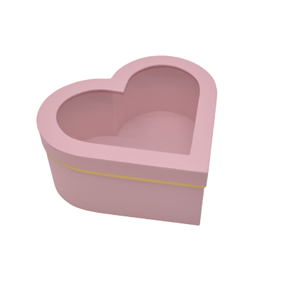 Boîtes cœur roses liseré or à fenêtre 23,5x21,5x10 cm – Paquet de 2 - Boites cloches