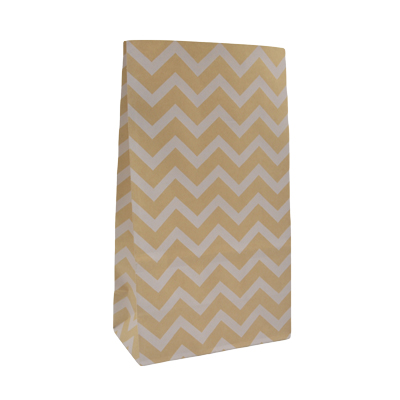 Sac SOS kraft brun à chevrons blancs 13+8x24cm 70g/m² – Paquet de 250 - Pochettes SOS kraft