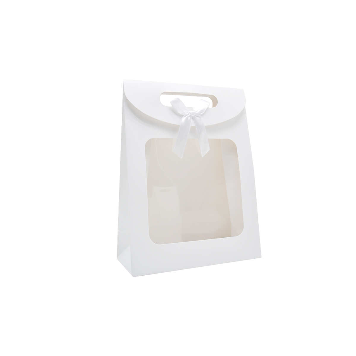 Pochette cadeau blanche à velcro avec fenêtre 14 x 7 x 20 cm - Lot de 20 - Pochettes cadeaux luxe