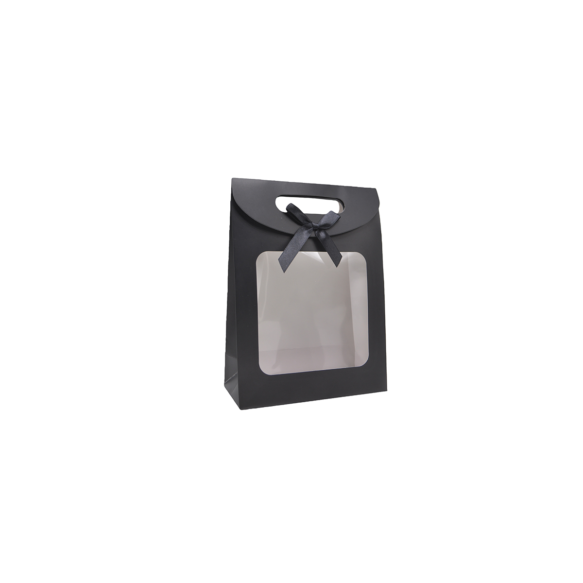 Pochette cadeau noire à velcro avec fenêtre 12 x 6 x 16 cm - Lot de 20 - Pochettes cadeaux luxe