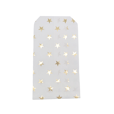 Pochettes cadeaux kraft blanc étoiles or dorure à chaud 10 x 15 cm 50 g/m² - Paquet de 100 - Pochettes cadeaux à motifs