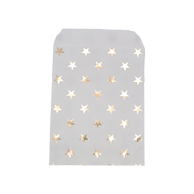 Pochettes cadeaux kraft blanc étoiles or dorure à chaud 13 x 18 cm 50 g/m² - Paquet de 100 - Pochettes cadeaux à motifs