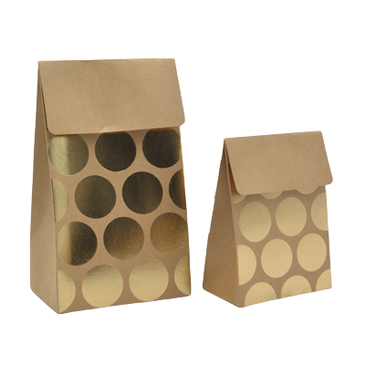 Pochette cadeau papier kraft à rabat motif pois dorés 8x4,5x11 cm – Sachet cadeau - Paquet de 20 - Pochettes cadeaux luxe-1