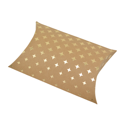 Boîte berlingot kraft à étoiles scintillantes or doré à chaud 11x9 cm – Lot de 20 - Boites berlingots