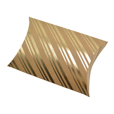 Boîte berlingot kraft rayures or doré à chaud 11x9 cm – Lot de 20 - Boites berlingots