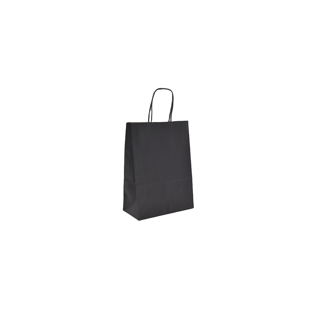Sacs kraft noir poignées torsadées 12+6x15 cm – Paquet de 100 - Sacs kraft couleur poignées torsadées