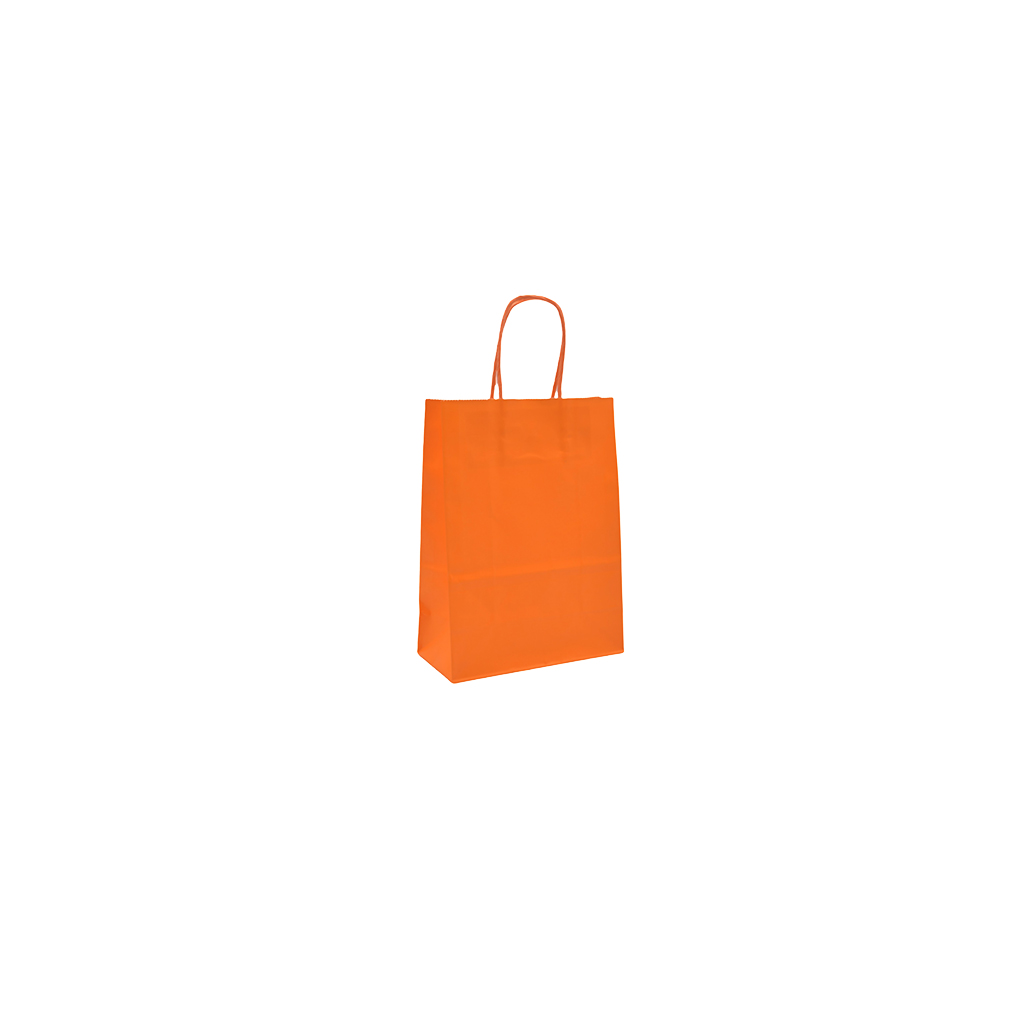 Sacs kraft orange poignées torsadées 12+6x15 cm 117g/m² – Paquet de 100 - Sacs kraft couleur poignées torsadées