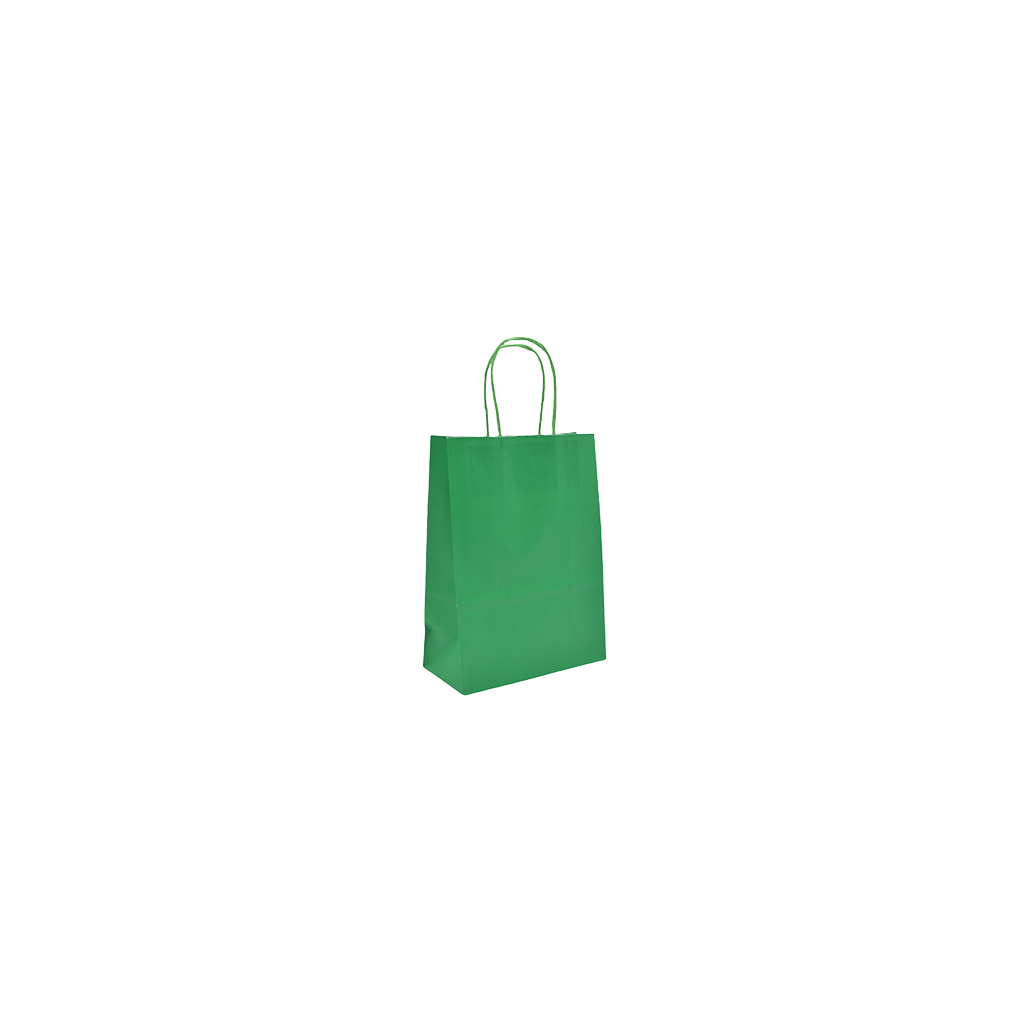 Sacs kraft vert poignées torsadées 12+6x15 cm – Paquet de 100 - Sacs kraft couleur poignées torsadées