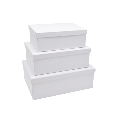 Boîtes cadeaux pliables blanches couvercle amovible 39+28x13,5 cm 1300g/m² – Paquet de 4 - Boites cadeaux carton pliables-3
