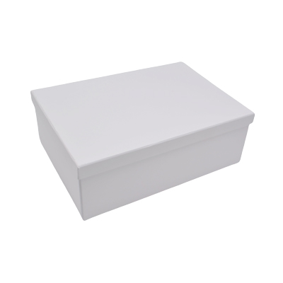 Boîtes cadeaux pliables blanches couvercle amovible 34+25x12 cm 1200g/m² – Paquet de 4 - Boites cadeaux carton pliables-1
