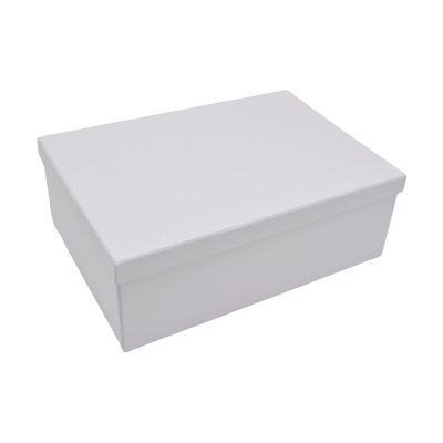 Boîtes cadeaux pliables blanches couvercle amovible 39+28x13,5 cm 1300g/m² – Paquet de 4 - Boites cadeaux carton pliables-1