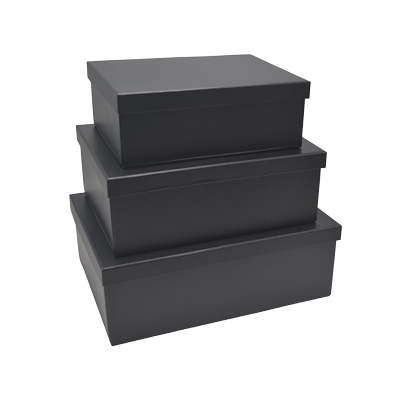 Boîte cadeau pliable à couvercle amovible noire 39x28x13,5 cm - Lot de 4 - Boites cadeaux carton pliables-2