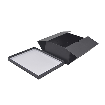Boîte cadeau pliable à couvercle amovible noire 29x22x10 cm - Lot de 4 - Boites cadeaux carton pliables-1