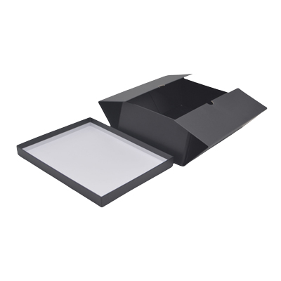 Boîte cadeau pliable à couvercle amovible noire 34x25x12 cm - Lot de 4 - Boites cadeaux carton pliables-2