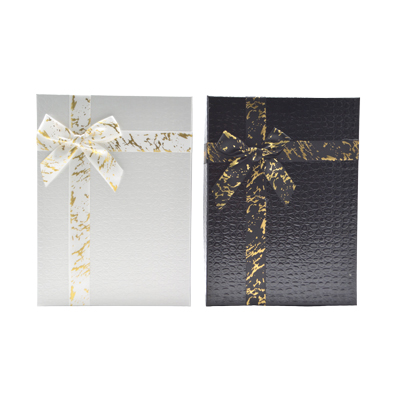 Boîtes cadeaux noires texturées 29x21x9,5cm – ruban or – Paquet de 4 - Boites cloches-1