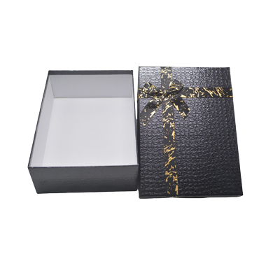 Boîtes cadeaux noires texturées 23x17x6,5cm – ruban or – Paquet de 4 - Boites cloches-5